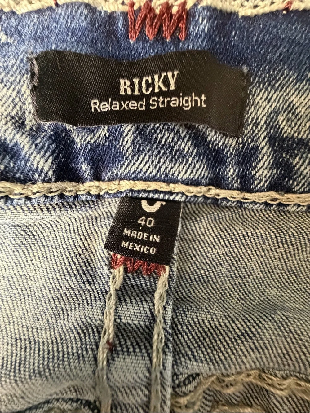 True Religion Men's Acid Wash Blue Ricky Relaxed Straight Jeans